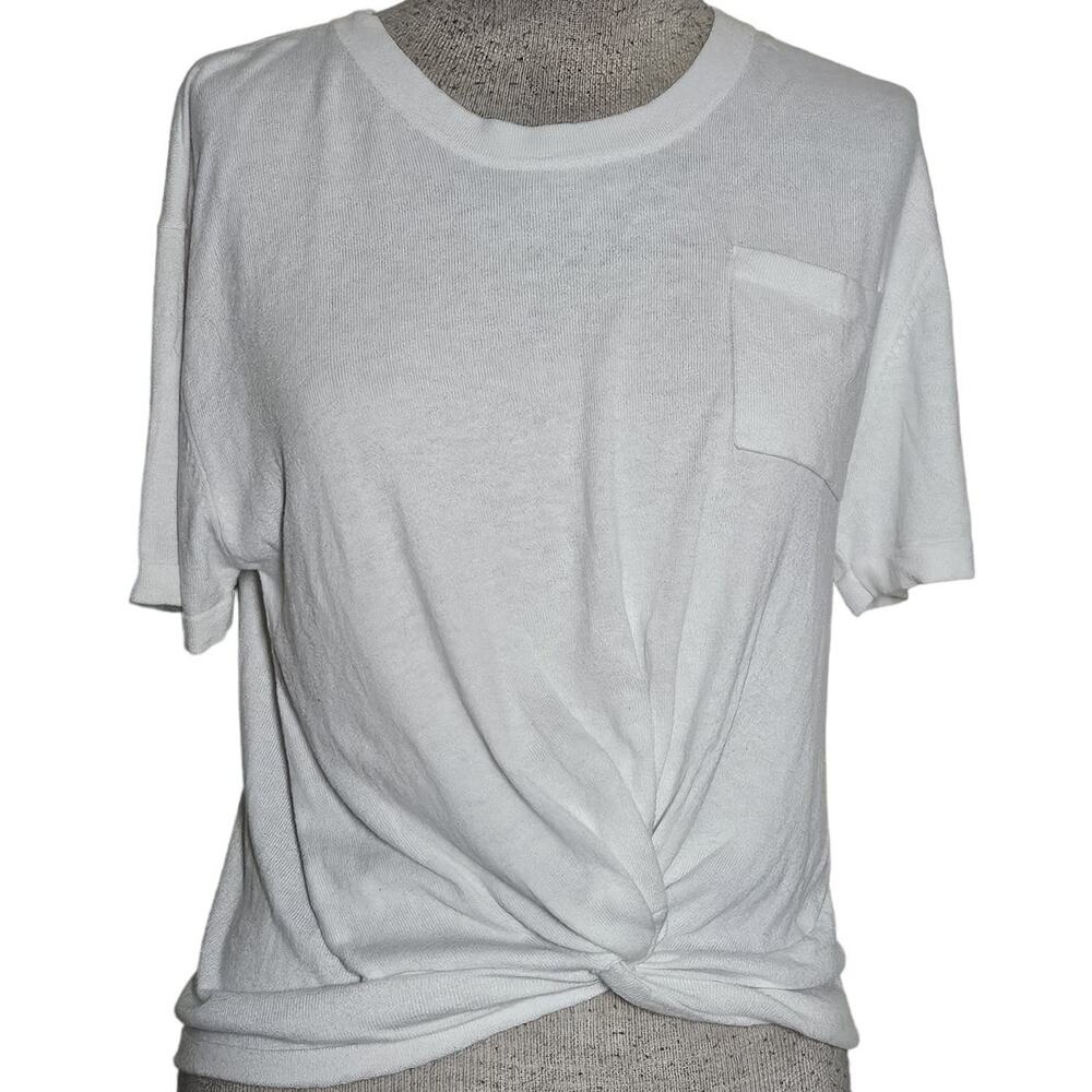 27 miles Cotton and Silk Blend Tee with Knot Front Size Medium